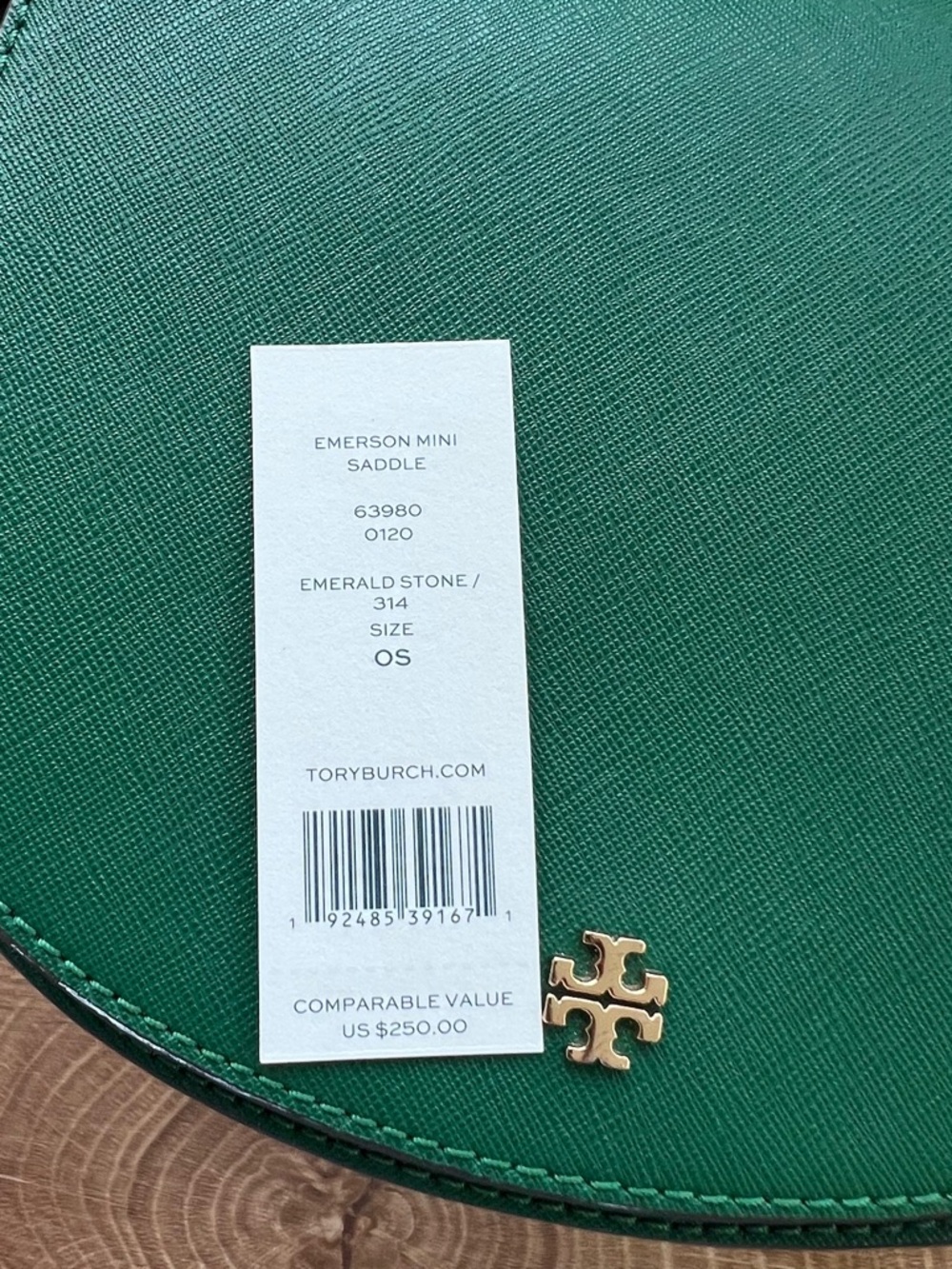 Tory Burch Emerald Green Saffiano Crossbody Saddle Bag - Picture 6 of 9